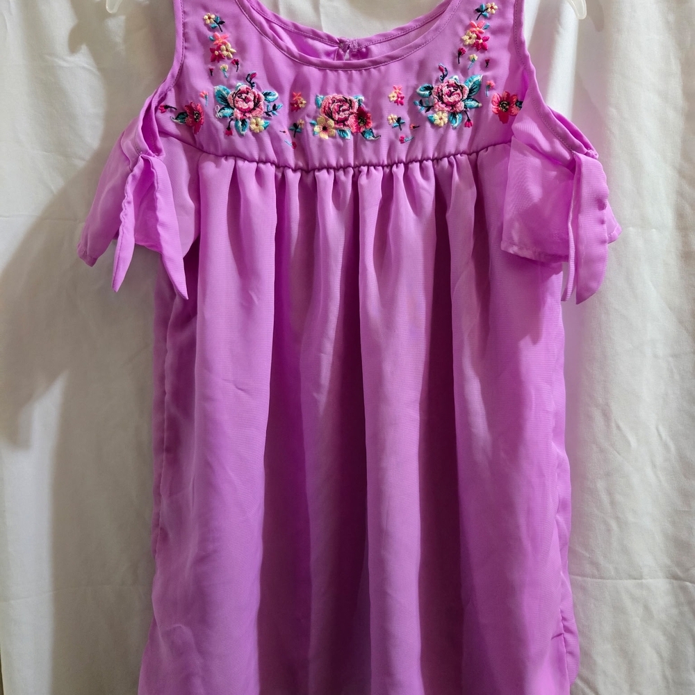 Purple Embroidered Sleeveless Dress